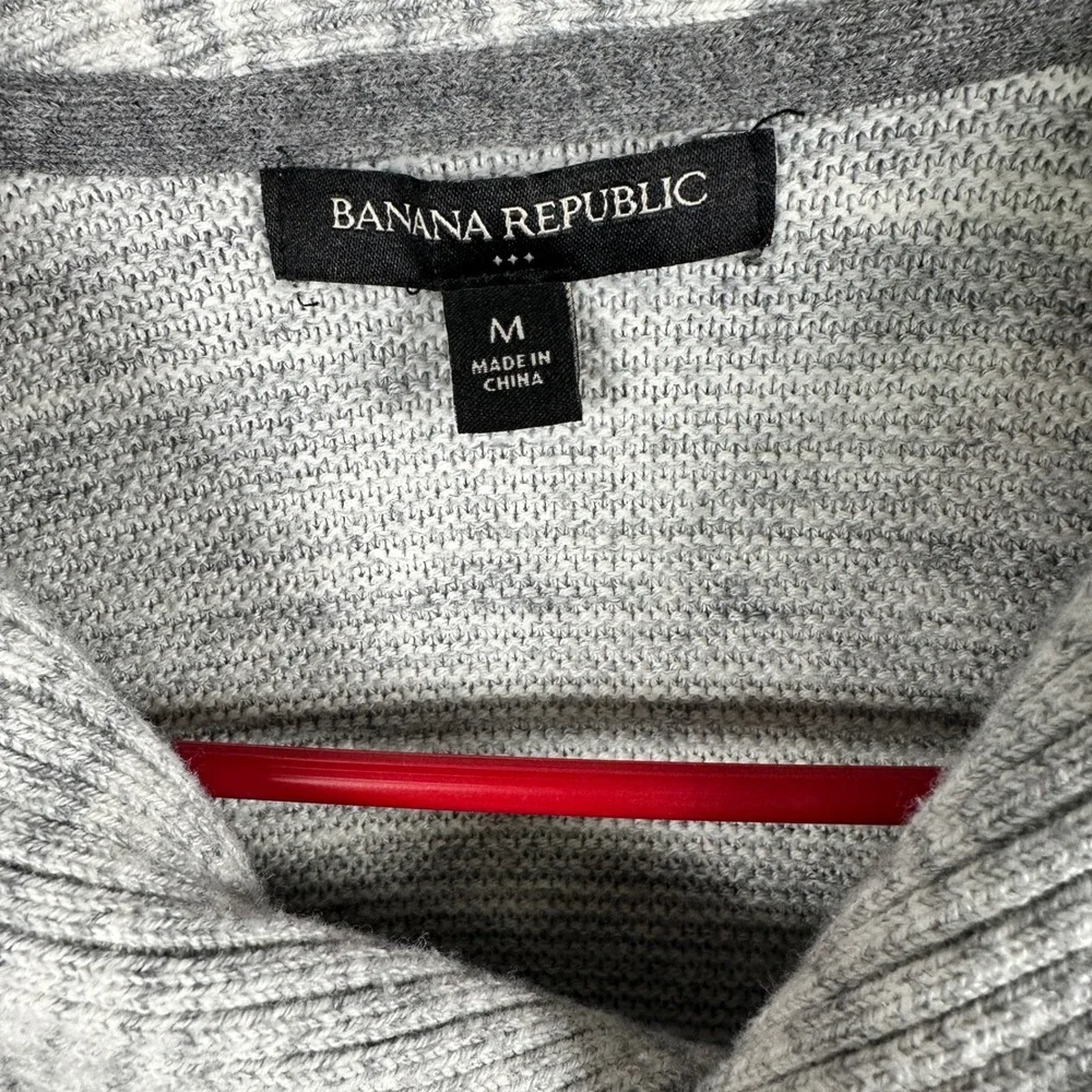 Banana Republic Sweater Mens Medium Gray Shawl Neck Cotton Wool Blend Preppy
